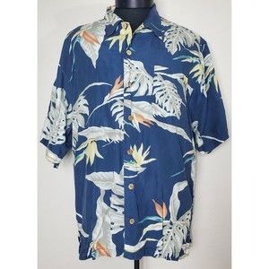 Mens Tommy Bahama Hawaiian Floral Button Front Shirt Relax 100% Rayon Sz Large